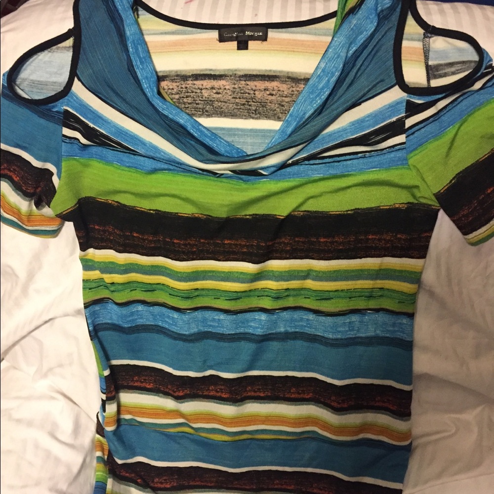 Women’s green/blue/black cut out shirt Size 14